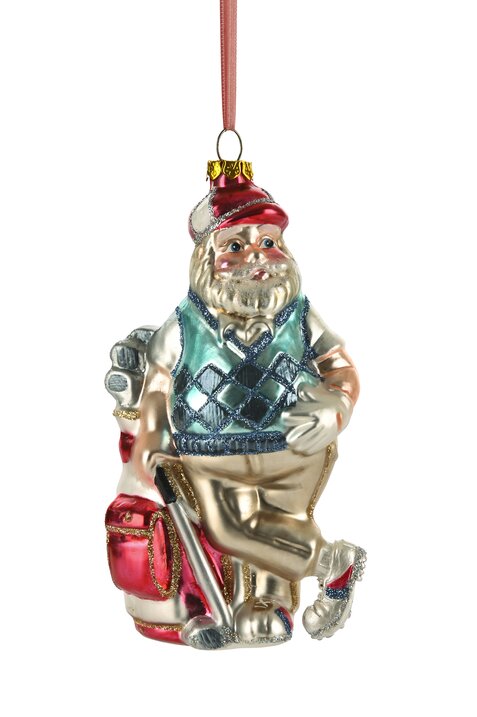 GIFTCOMPANY Hänger Santa Golfspieler Weihnachten H15,6 B8 cm