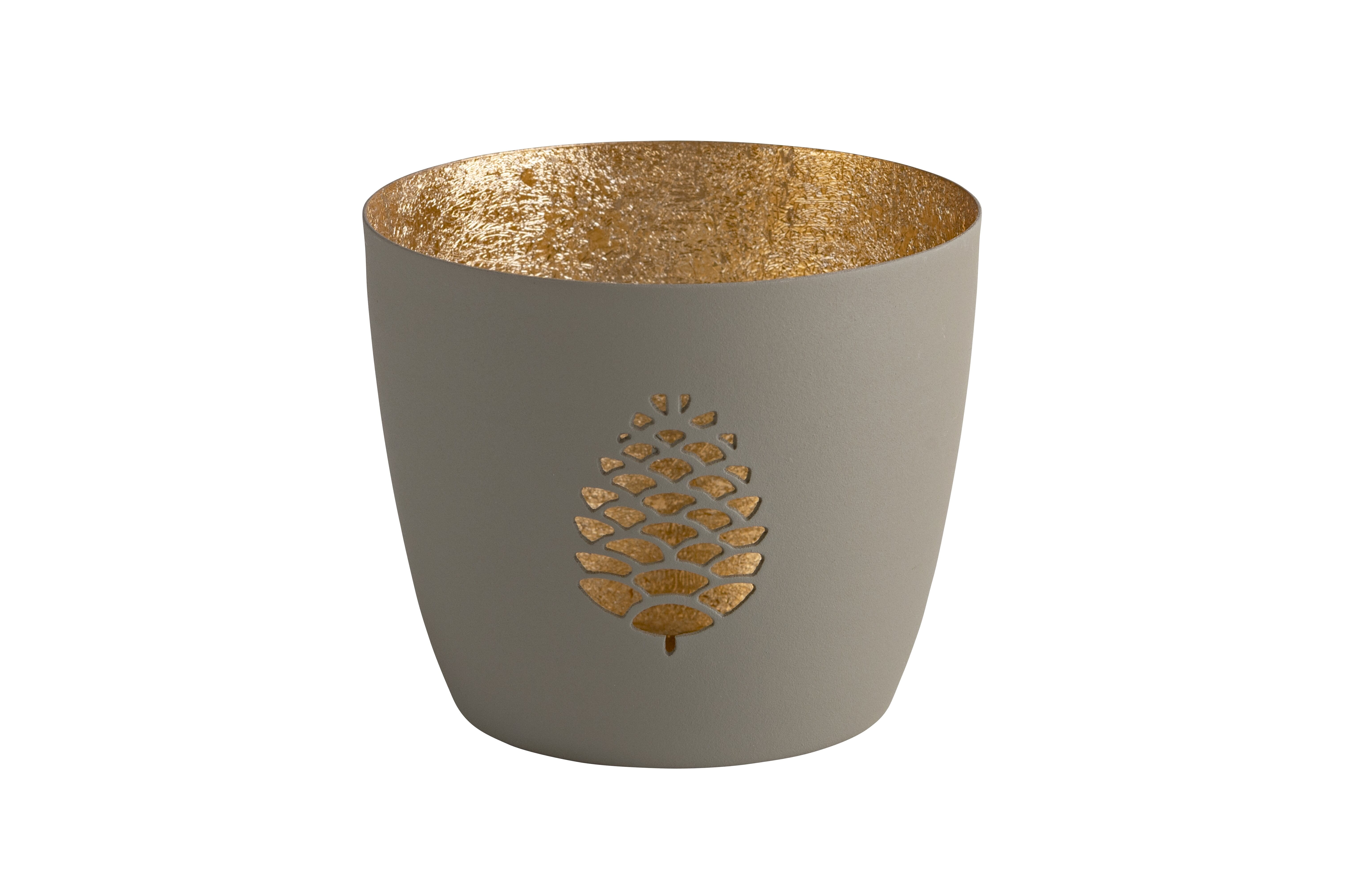 GIFTCOMPANY Windlicht MADRAS, Tannenzapfen flannel/gold