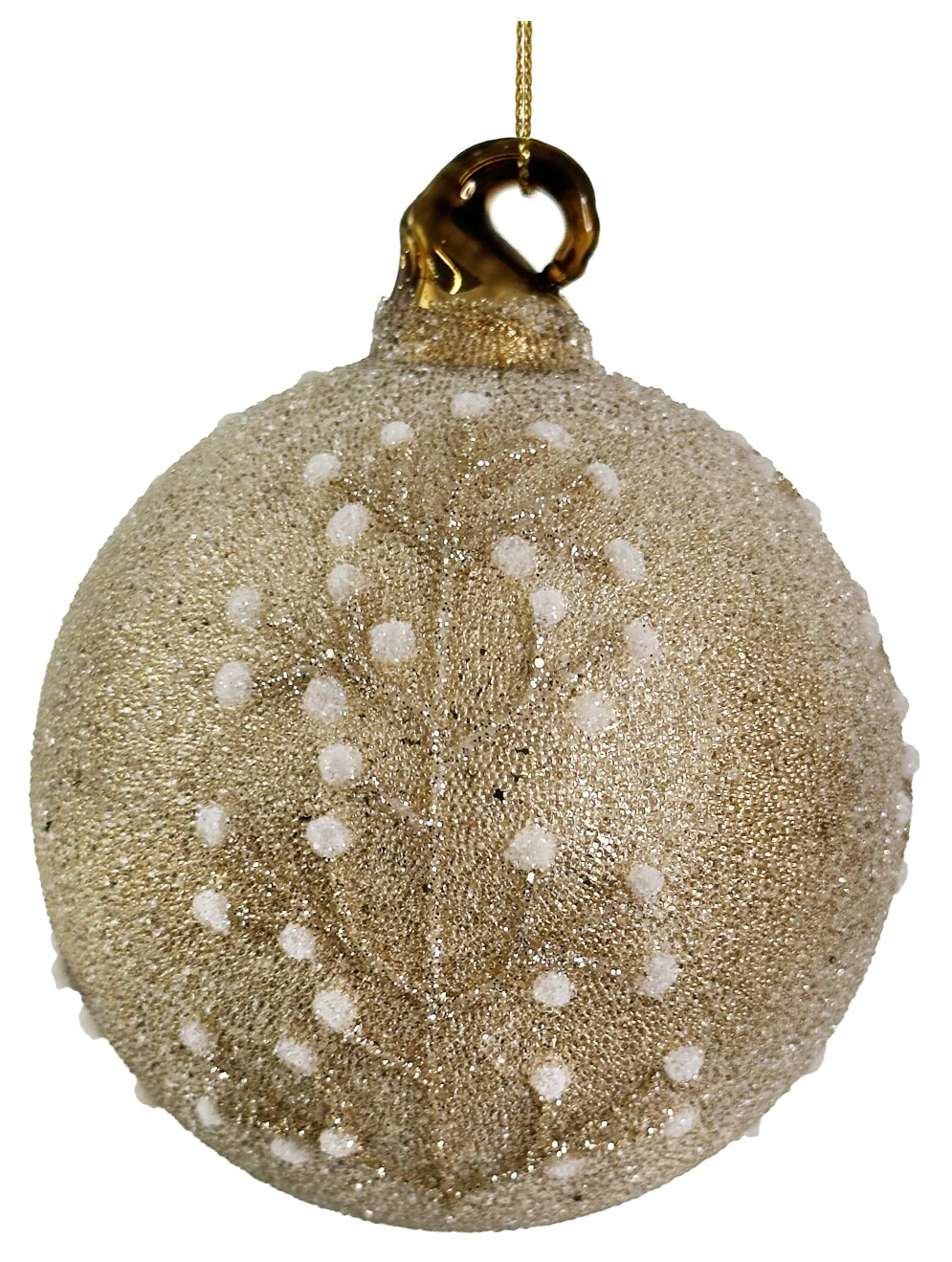 ShiShi Glaskugel, braun-gezuckert/goldzweig-ornament D8 cm Ansicht 1
