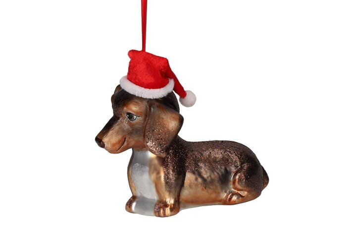 GIFTCOMAPANY Weihnachtsanhänger, Dackel mit Weihnachtsmütze B7 H10,2 T11,5 cm Ansicht 1
