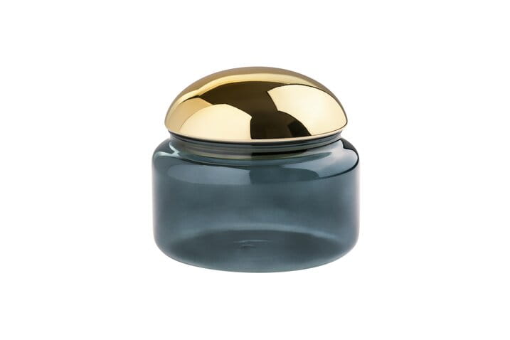 GIFTCOMPANY Glasdose Borosilikatglas, blau/gold H12,5 D14 cm Ansicht 1