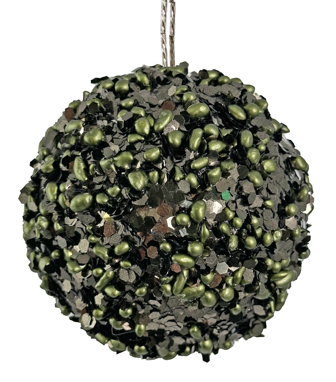 ShiShi Weihnachtskugel Glitzer-Pailletten, dunkelgrün D8 cm Ansicht 1