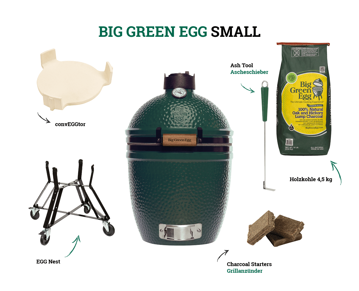 Starterset SMALL EGG Holzkohlegrill - Big Green Egg