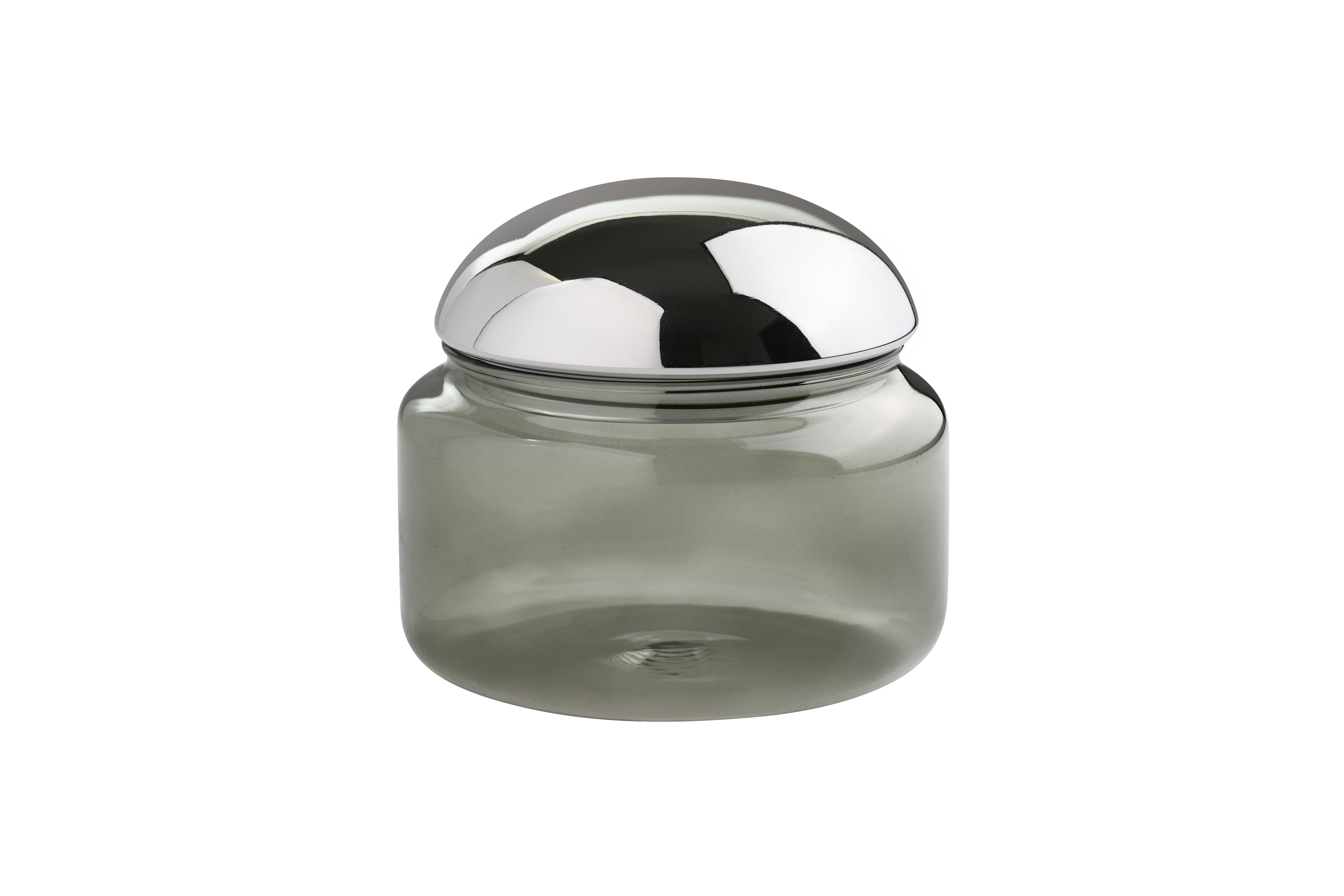 GIFTCOMPANY Glasdose Borosilikatglas, grau/silber H12,5 D14 cm Ansicht 1