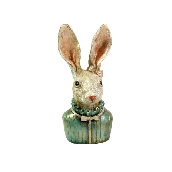 Werner Voß Hasenbüste Heidi, türkis/creme/gold  B24 T20 H50 cm