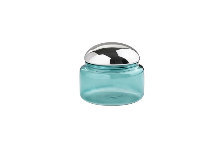 GIFTCOMPANY Glasdose Borosilikatglas, blau/silber H8,5 D10 cm Ansicht 1