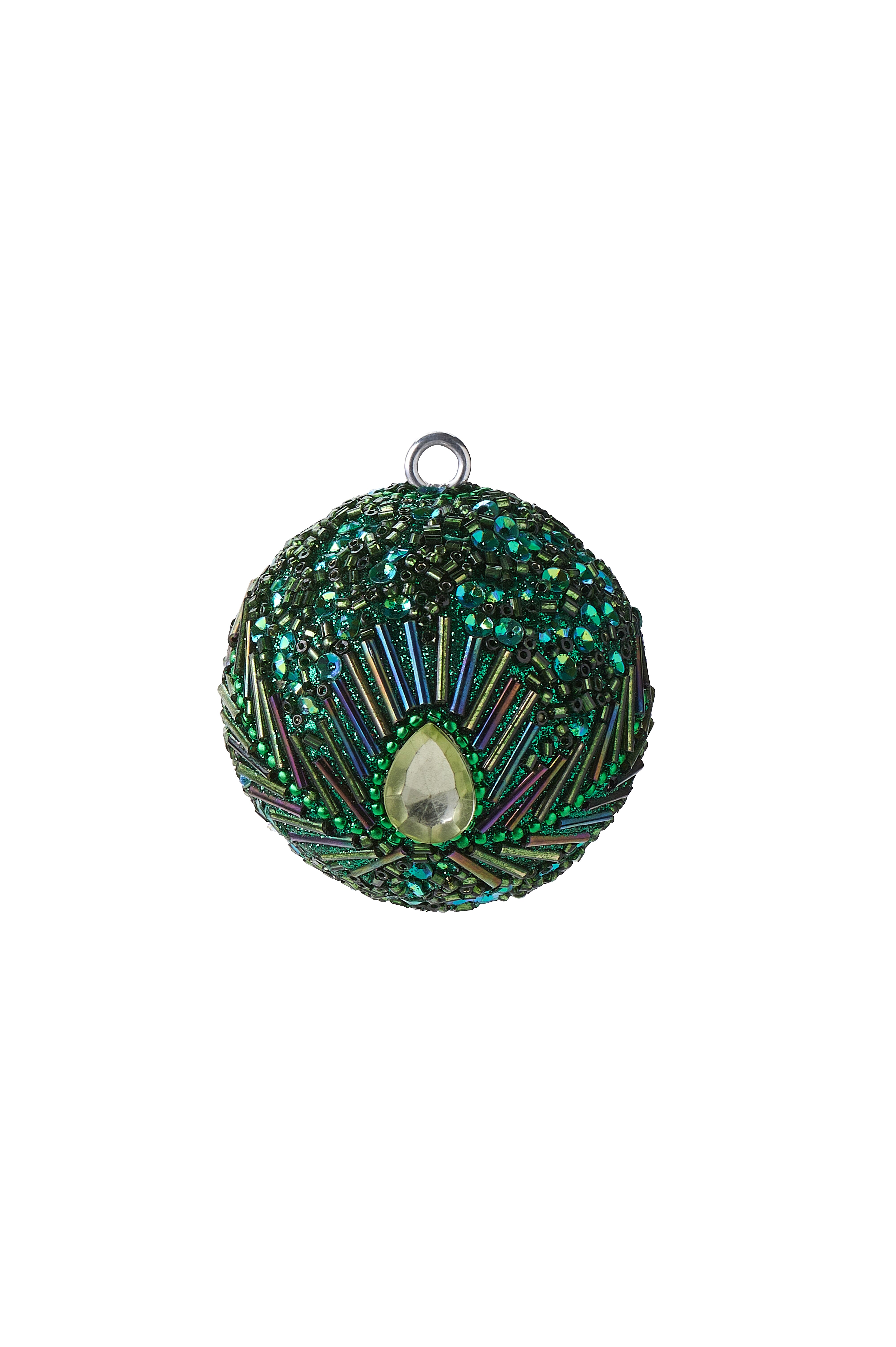 GIFTCOMPANY Weihnachtskugel opium Pfaumuster/Glitzer-Pailletten D6 cm Ansicht 1