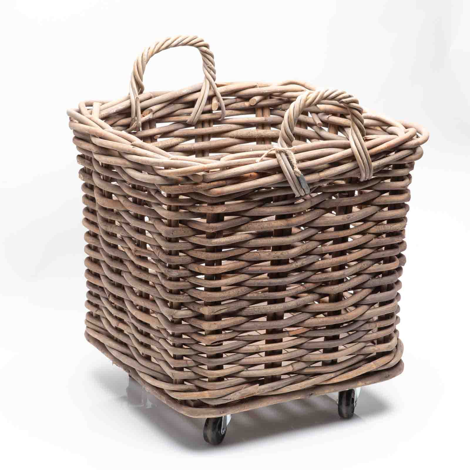 Van der Leeden Korb THICK RATTAN auf Rollen, grau