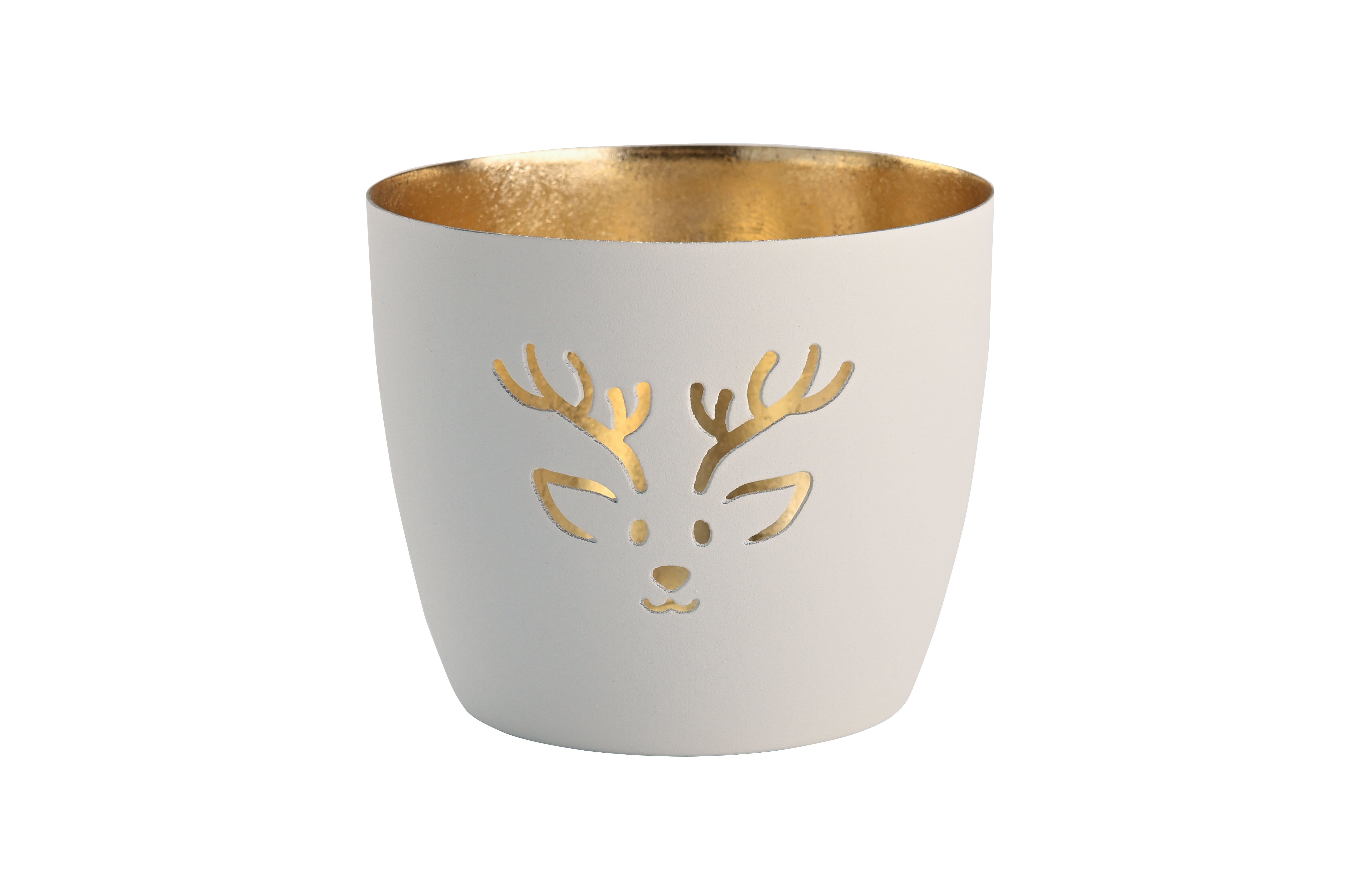 GIFTCOMPANY Windlicht MADRAS, Rentier weiß/gold