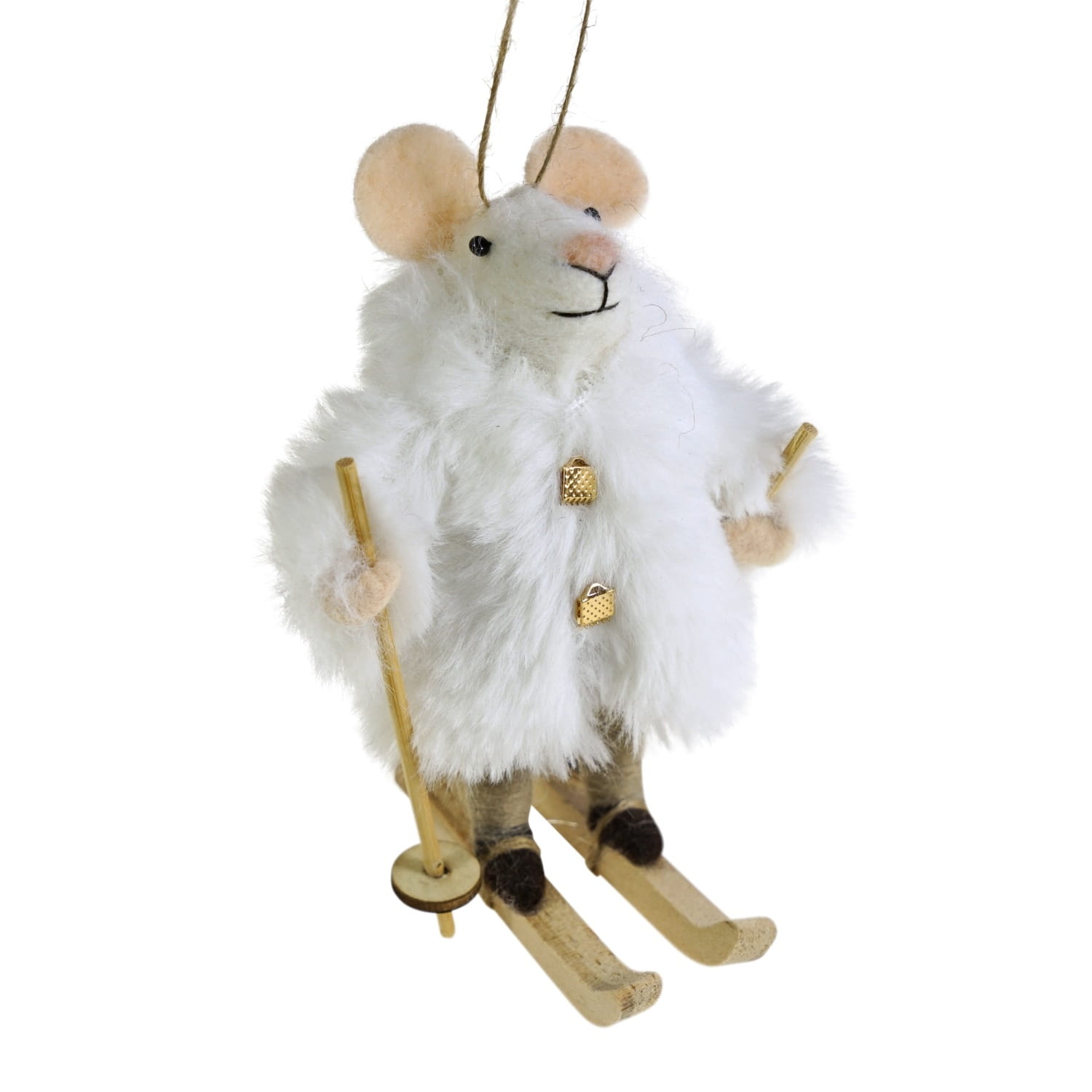 Werner Voß Filzhänger Maus, SKI mit Pelz weiß L9 B11,5 H13,5cm Ansicht 1