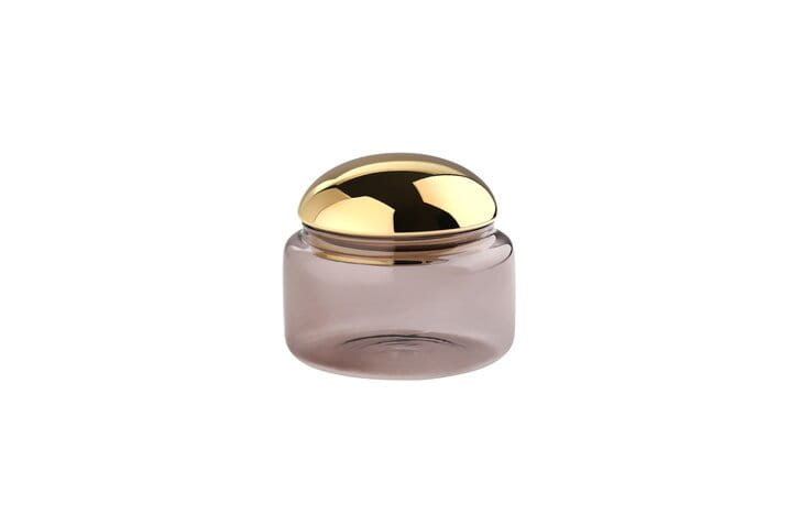 GIFTCOMPANY Glasdose Borosilikatglas, grau/gold H8,5 D10 cm Ansicht 1